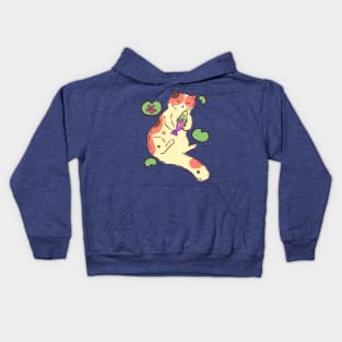 Calico Cat Hugging a Fish Kids Hoodie